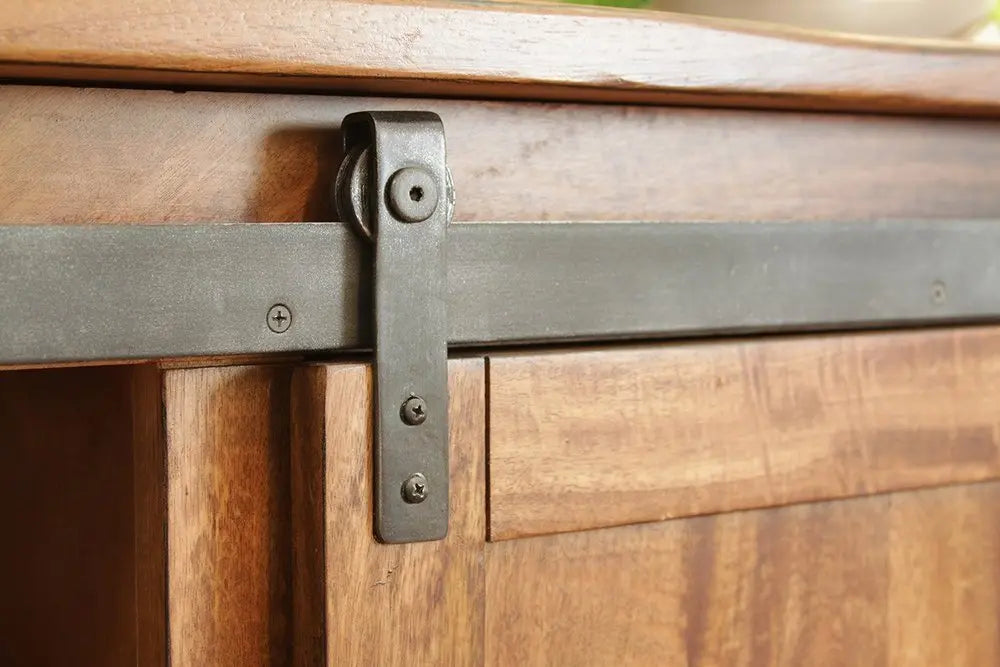 60" Brown Solid Wood Enclosed Storage Distressed TV Stand - NOVA HOME FURNITURE