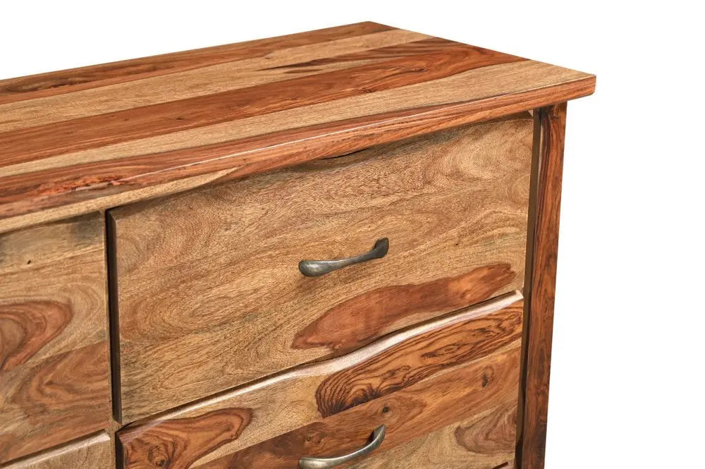60" Brown Solid Wood Live Edge Six Drawer Double Dresser - NOBLE HOME INTERIORS