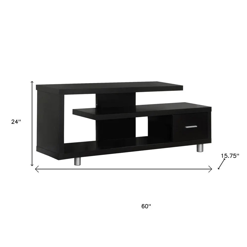 60" Dark Brown Cabinet Enclosed Storage TV Stand - NOBLE HOME INTERIORS