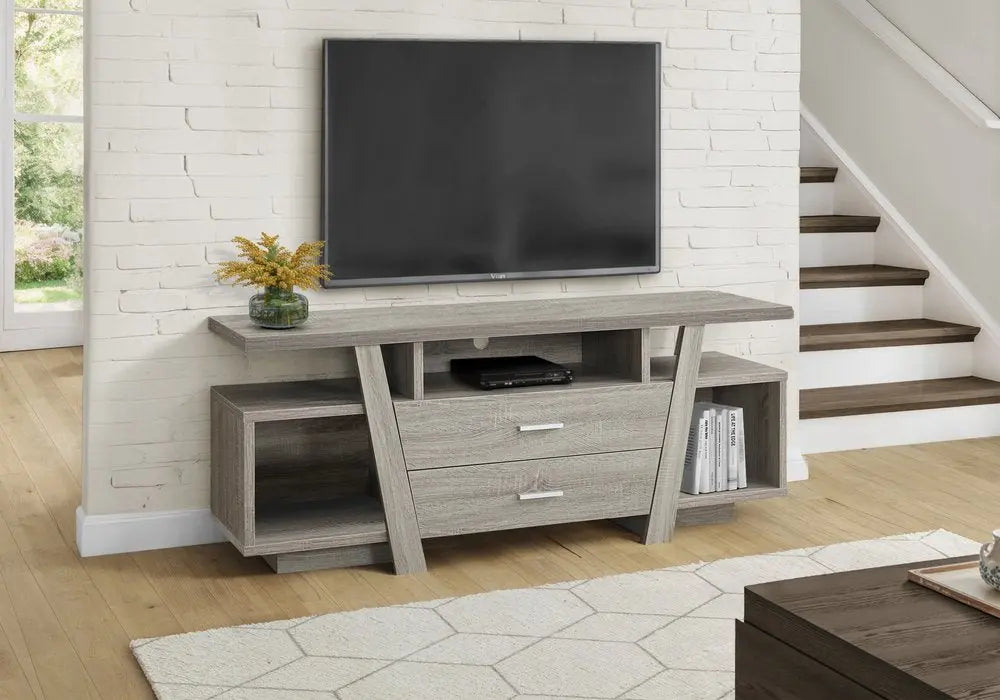 60" Deep Taupe Open Shelving TV Stand - NOVA HOME FURNITURE