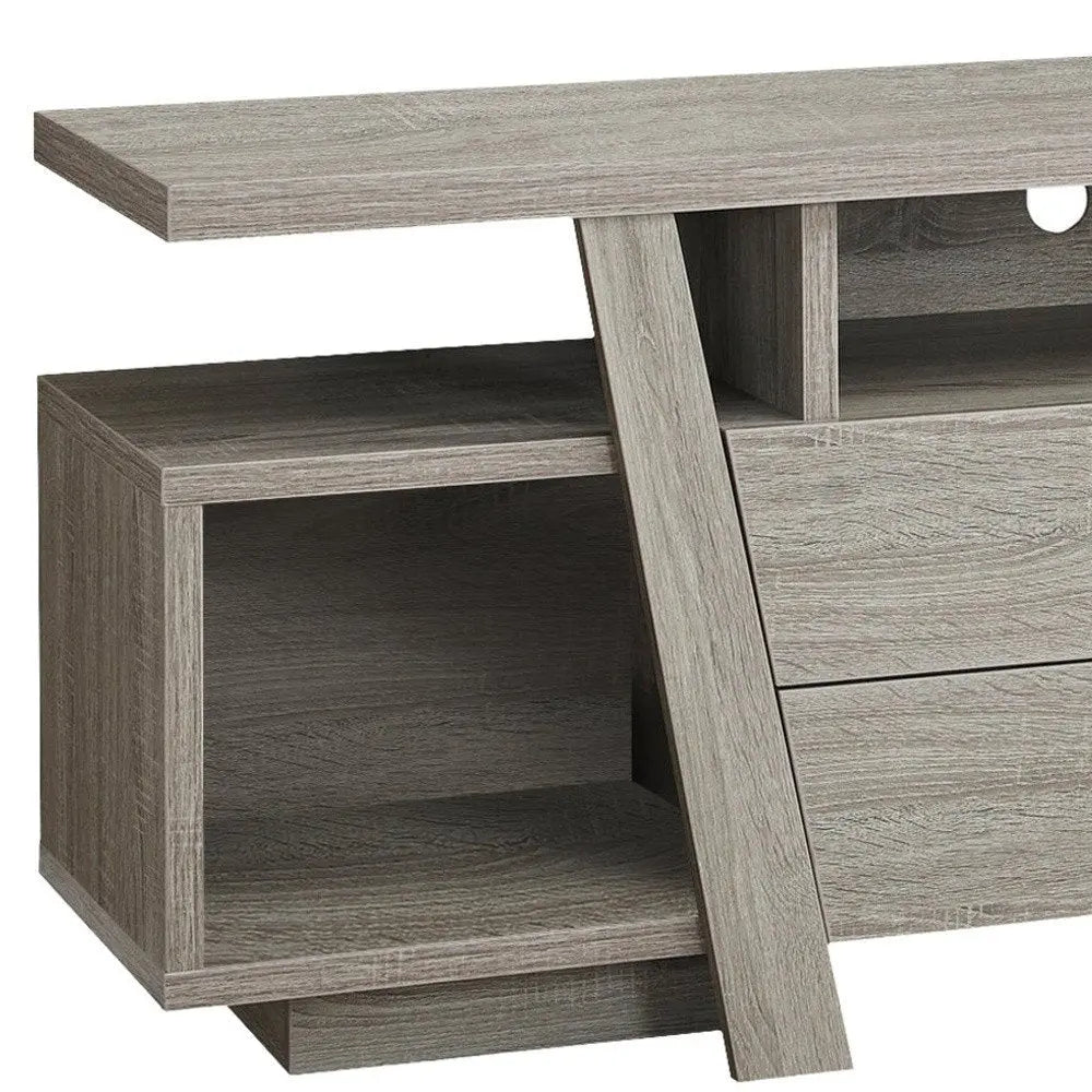 60" Deep Taupe Open Shelving TV Stand - NOVA HOME FURNITURE