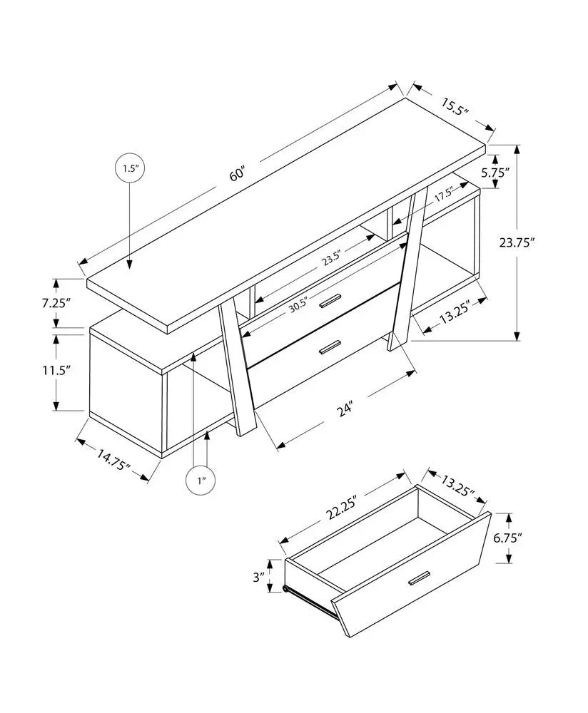 60" Deep Taupe Open Shelving TV Stand - NOVA HOME FURNITURE
