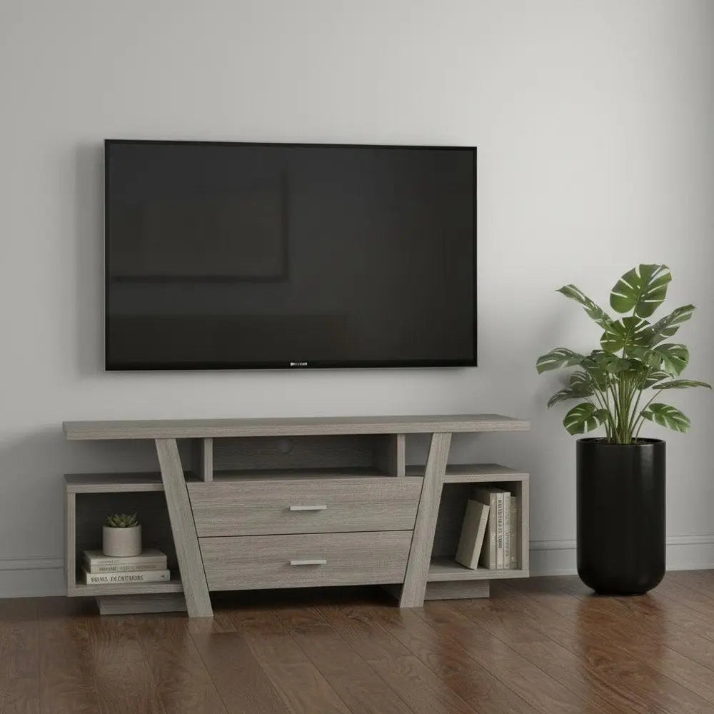 60" Deep Taupe Open Shelving TV Stand - NOVA HOME FURNITURE