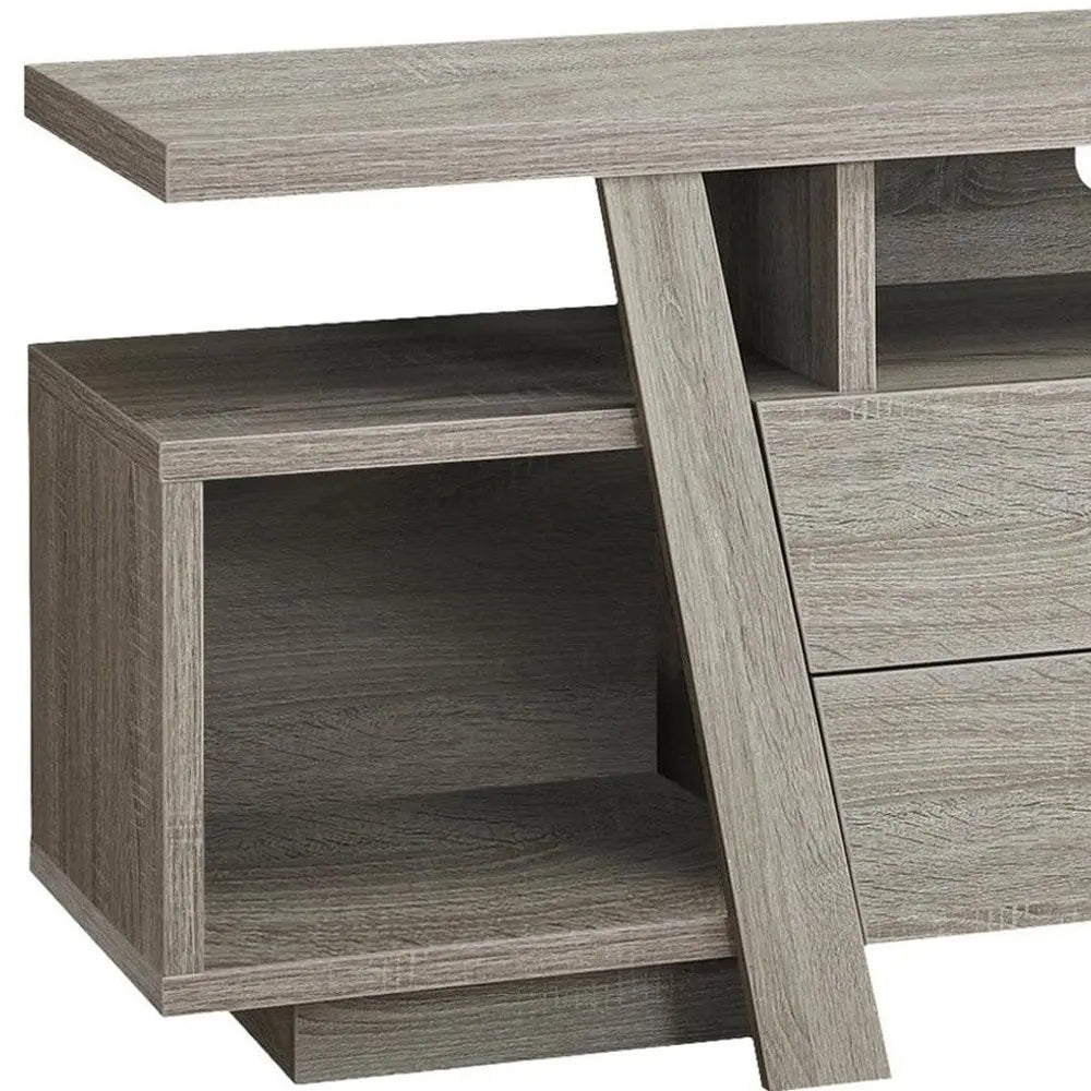 60" Deep Taupe Open Shelving TV Stand - NOVA HOME FURNITURE