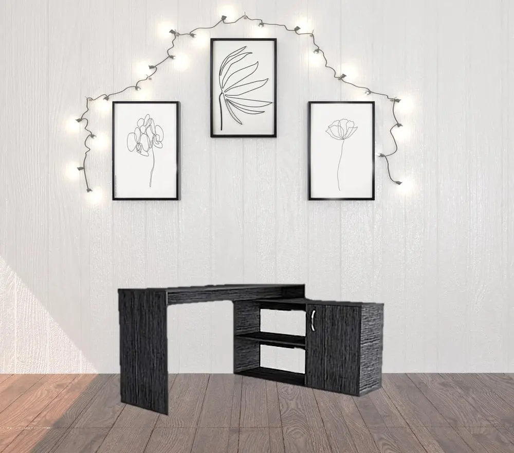 60" Gray L Shape Computer Desk - NOBLE HOME INTERIORS