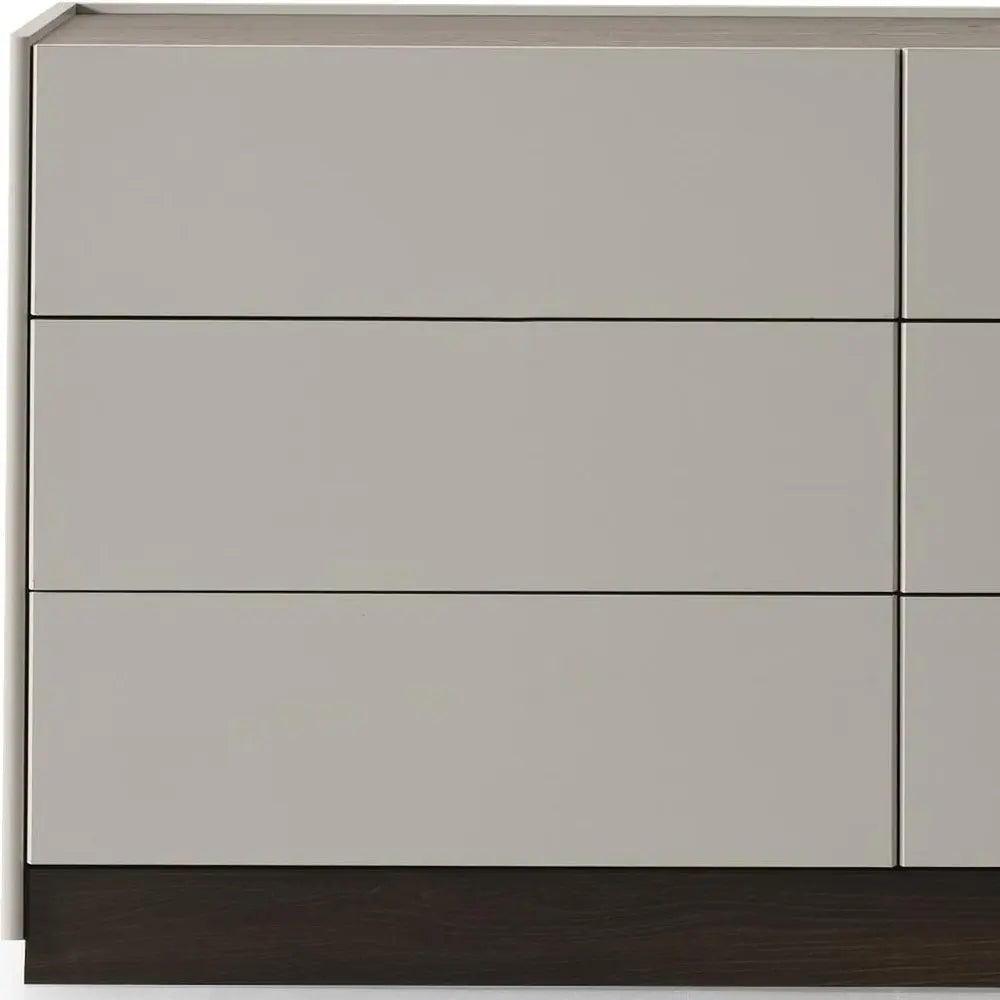 60" Gray Wood Six Drawer Double Dresser - NOBLE HOME INTERIORS