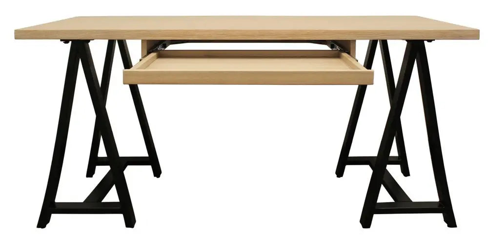 60" Ivory and Black Solid Wood Executive Desk - NOBLE HOME INTERIORS