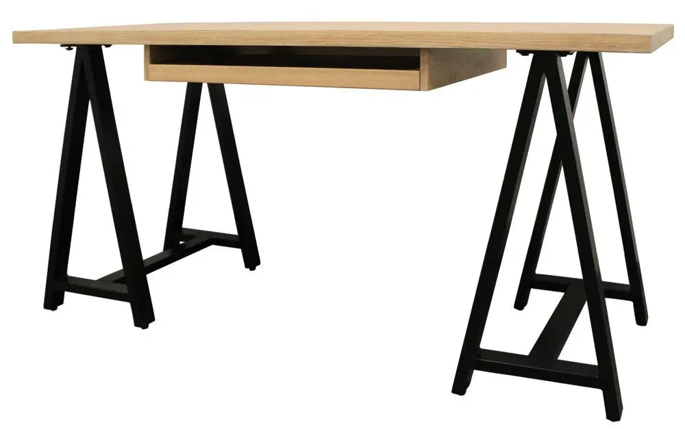 60" Ivory and Black Solid Wood Executive Desk - NOBLE HOME INTERIORS