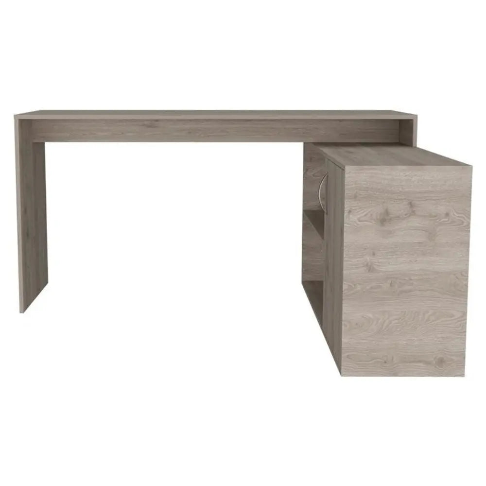 60" Light Gray L Shape Computer Desk - NOBLE HOME INTERIORS