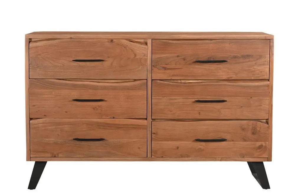 60" Natural Live Edge Solid Wood Six Drawer Double Dresser - NOBLE HOME INTERIORS