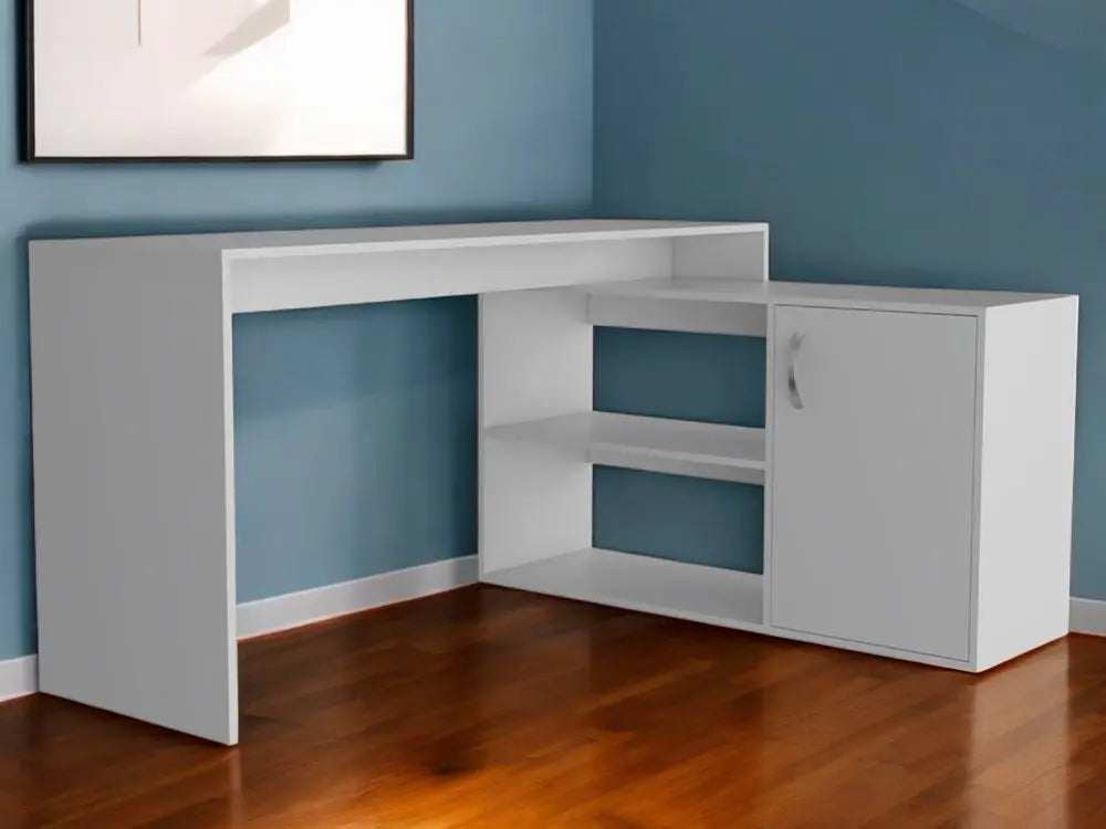 60" White L Shape Computer Desk - NOBLE HOME INTERIORS