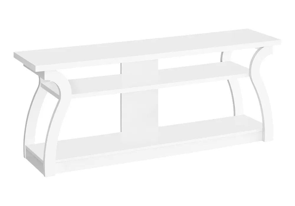 60" White Wood Open Shelving TV Stand - NOBLE HOME INTERIORS