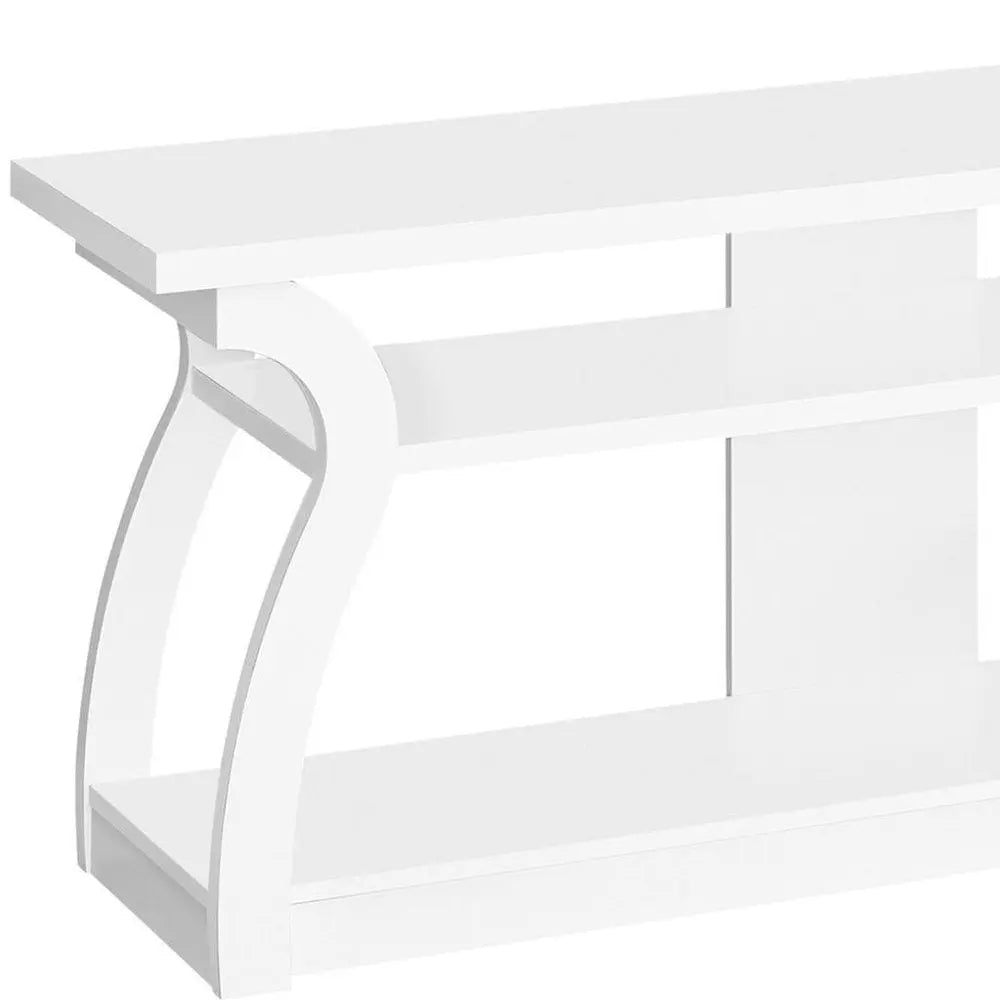 60" White Wood Open Shelving TV Stand - NOBLE HOME INTERIORS