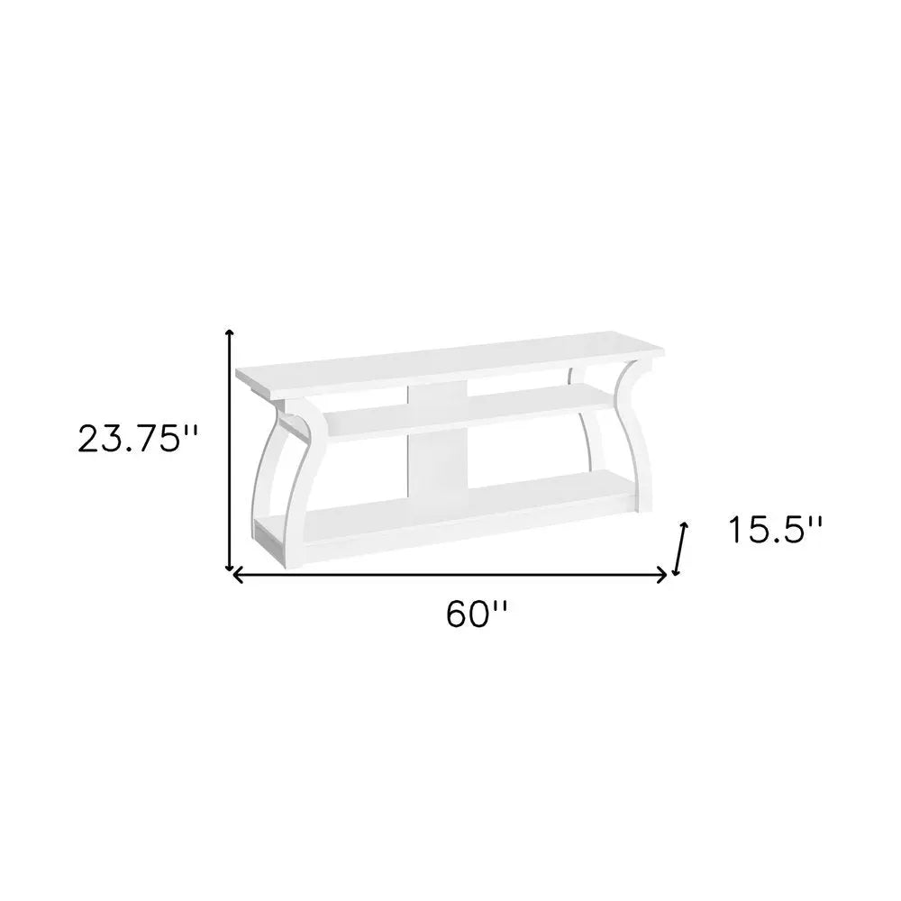 60" White Wood Open Shelving TV Stand - NOBLE HOME INTERIORS