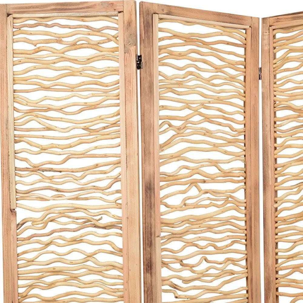 60 X 69 Brown 3 Panel Wood Foldable Screen - NOBLE HOME INTERIORS