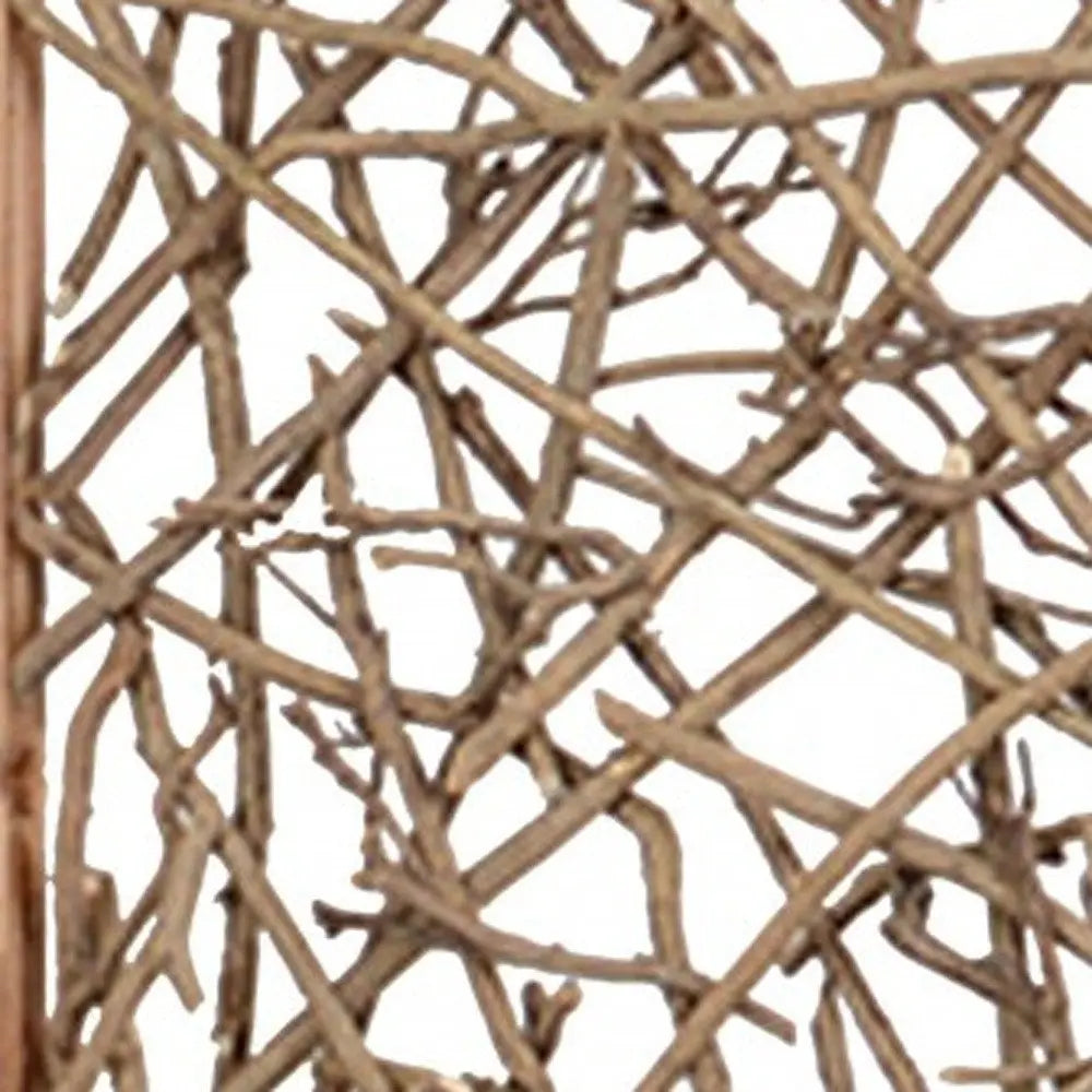 60 X 69 Brown 3 Panel Wood Foldable Screen - NOBLE HOME INTERIORS