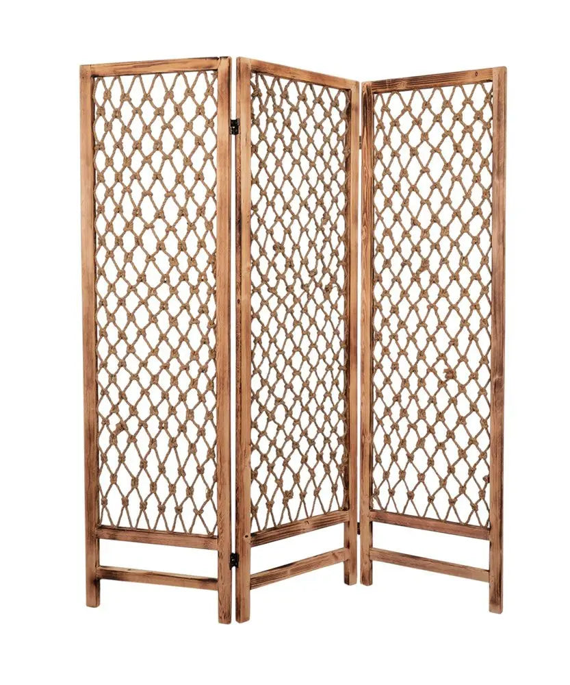60 X 69 Natural Rope Wooden Screen - NOBLE HOME INTERIORS