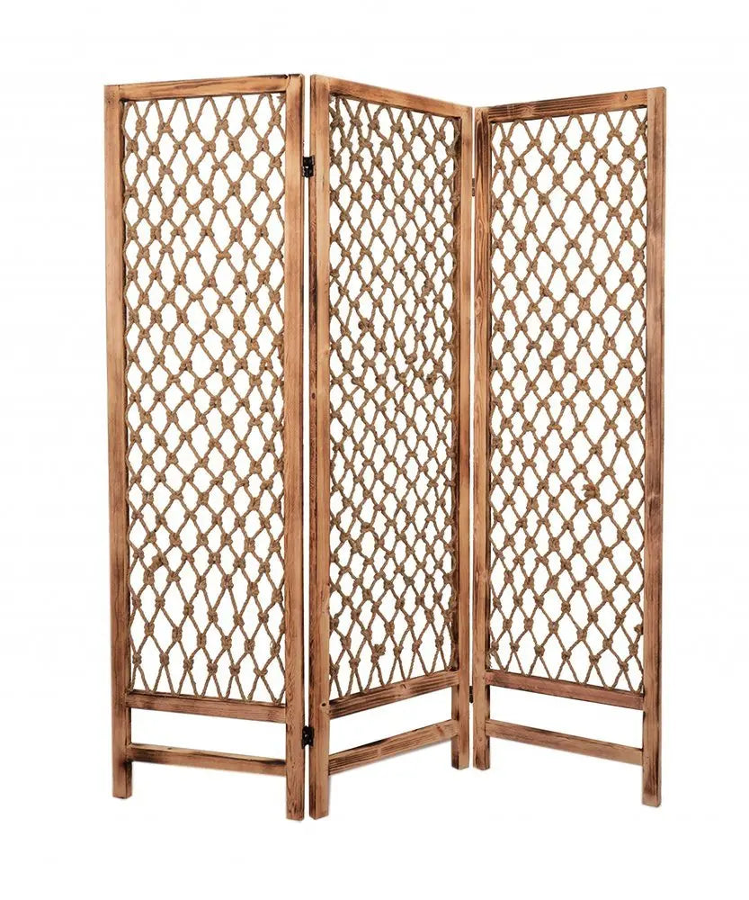 60 X 69 Natural Rope Wooden Screen - NOBLE HOME INTERIORS