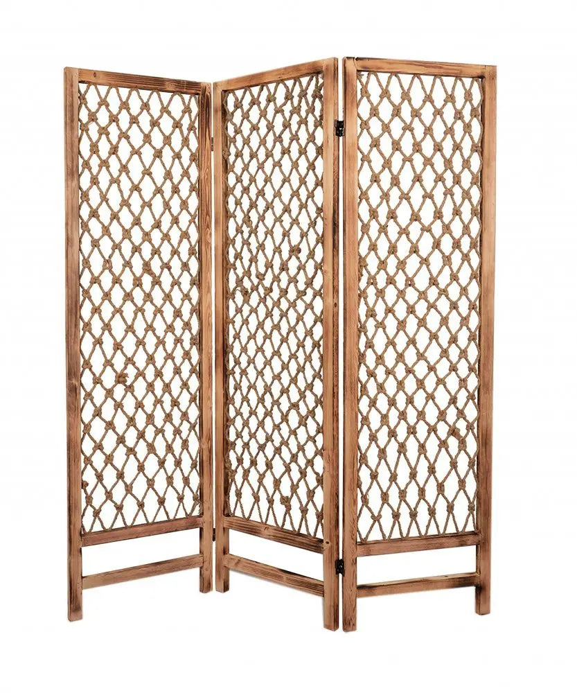 60 X 69 Natural Rope Wooden Screen - NOBLE HOME INTERIORS
