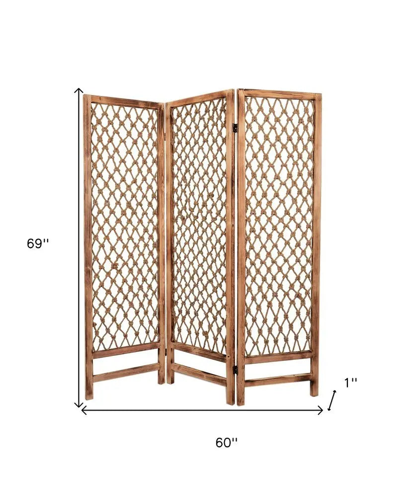 60 X 69 Natural Rope Wooden Screen - NOBLE HOME INTERIORS