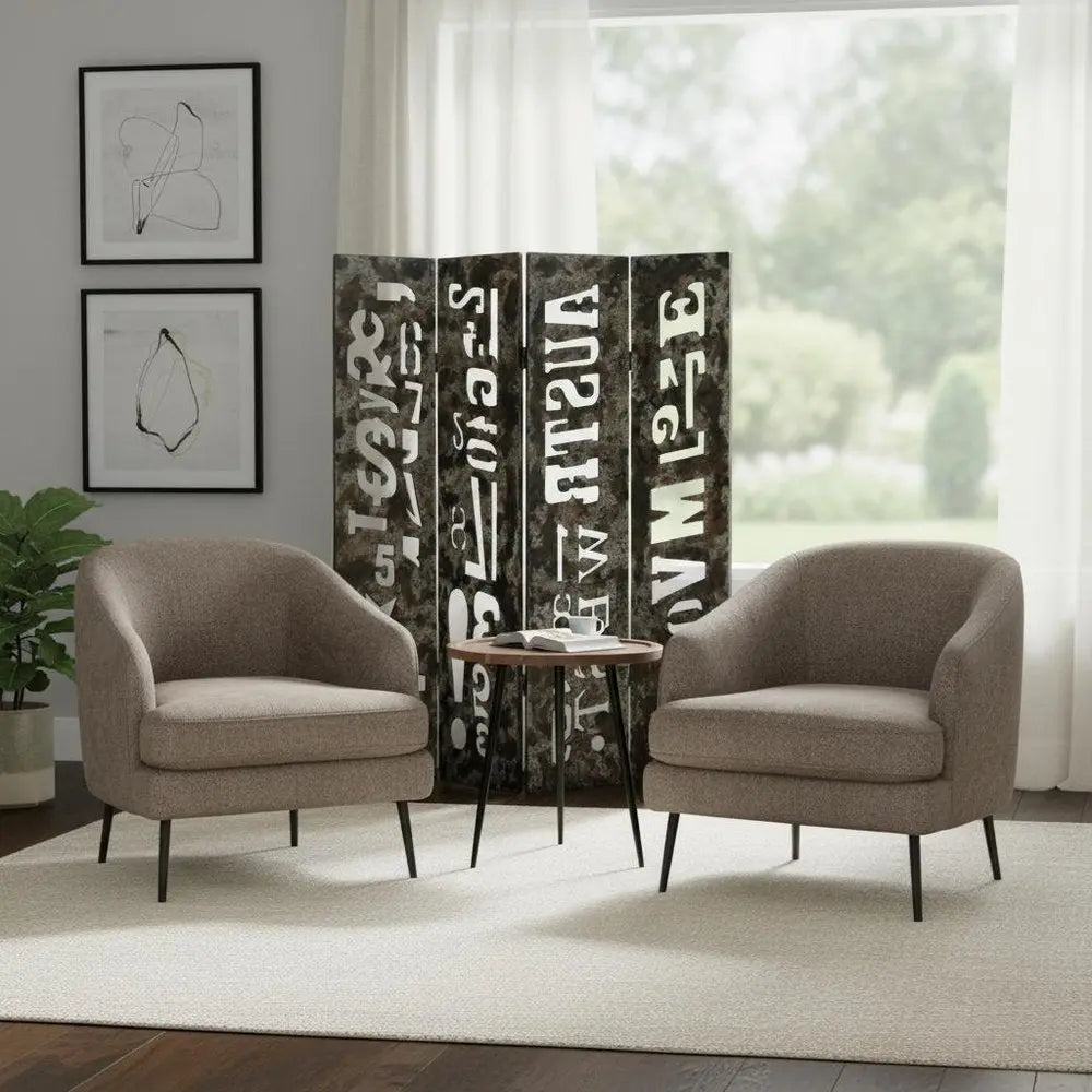 60" X 71" Brown Distressed Wooden Screen - NOBLE HOME INTERIORS