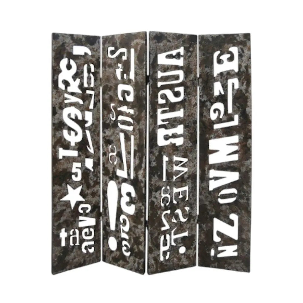 60" X 71" Brown Distressed Wooden Screen - NOBLE HOME INTERIORS