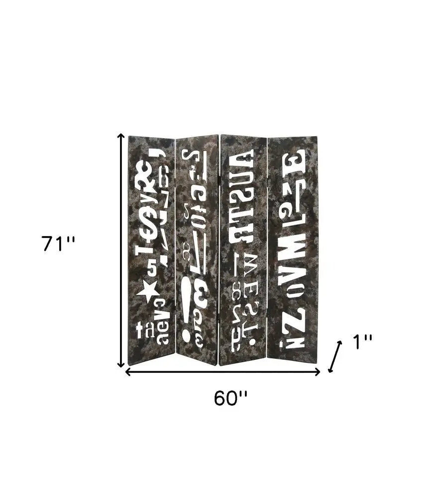 60" X 71" Brown Distressed Wooden Screen - NOBLE HOME INTERIORS