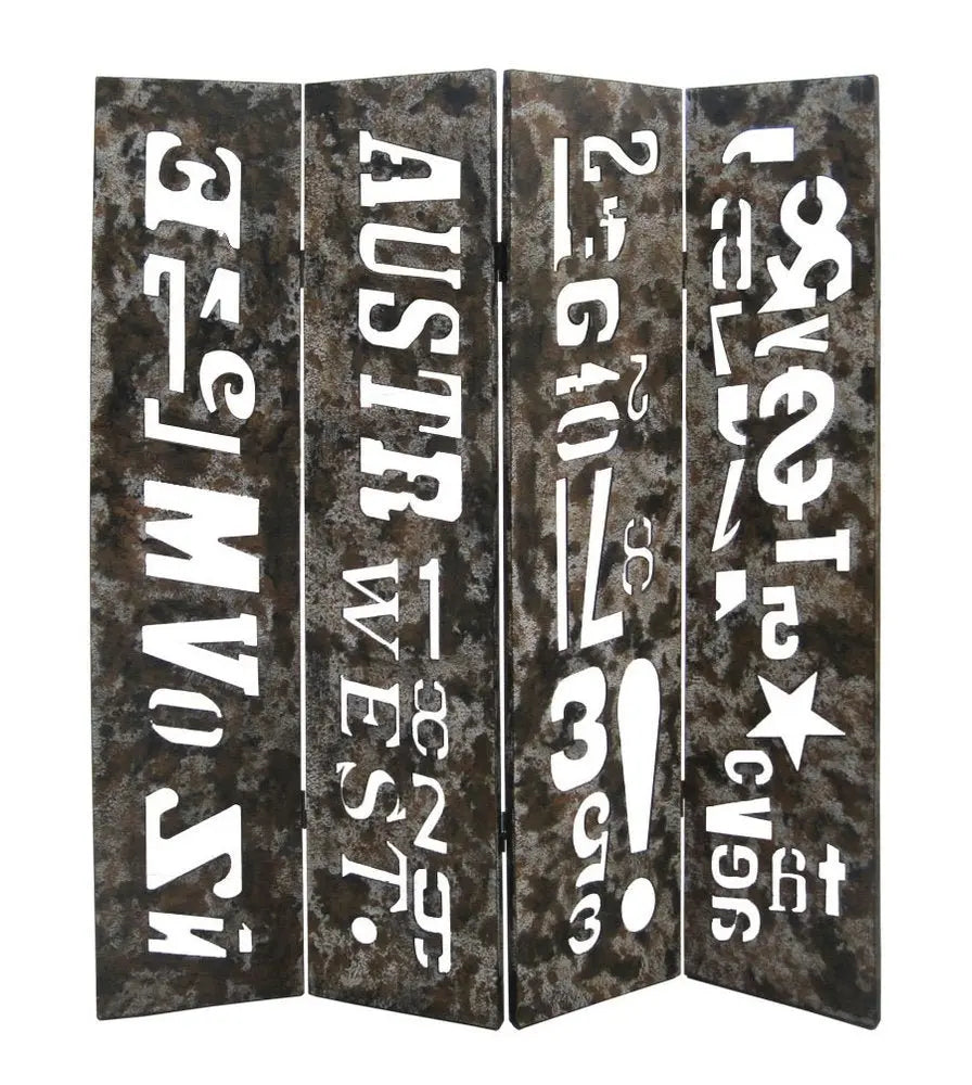 60" X 71" Brown Distressed Wooden Screen - NOBLE HOME INTERIORS