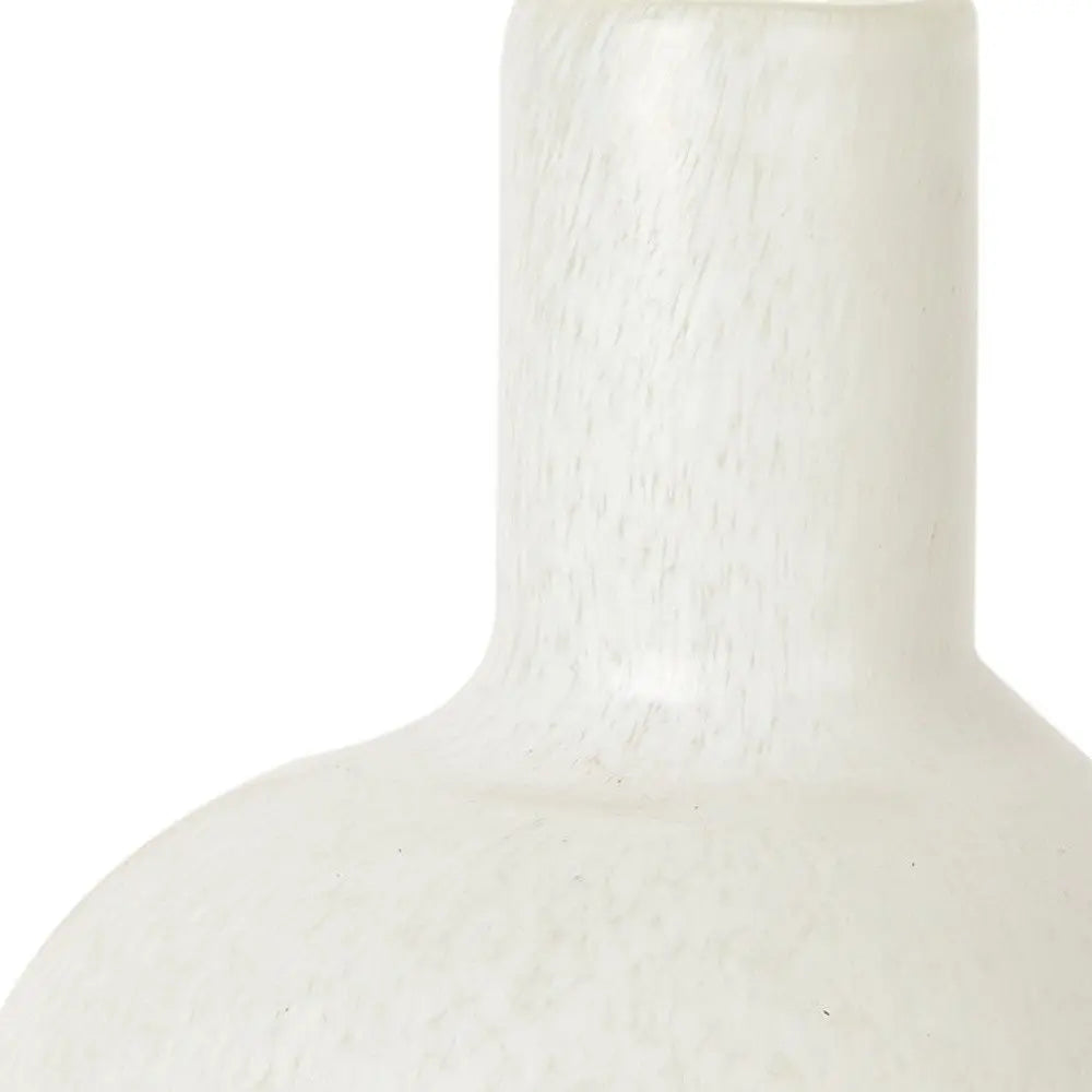 12" White Mottled Handblown Glass Table Vase HomeRoots