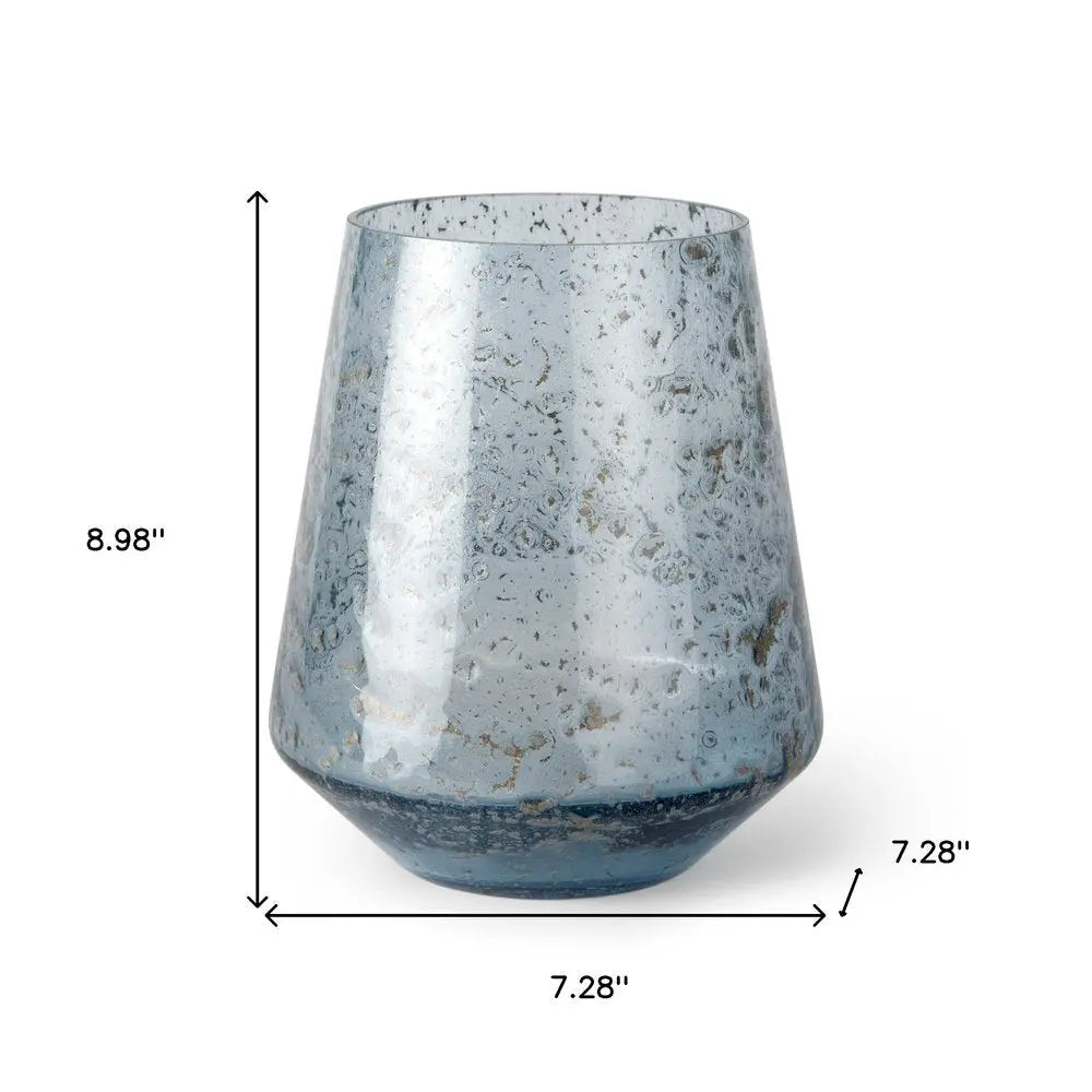 9" Blue Round Seeded Glass Table Vase HomeRoots