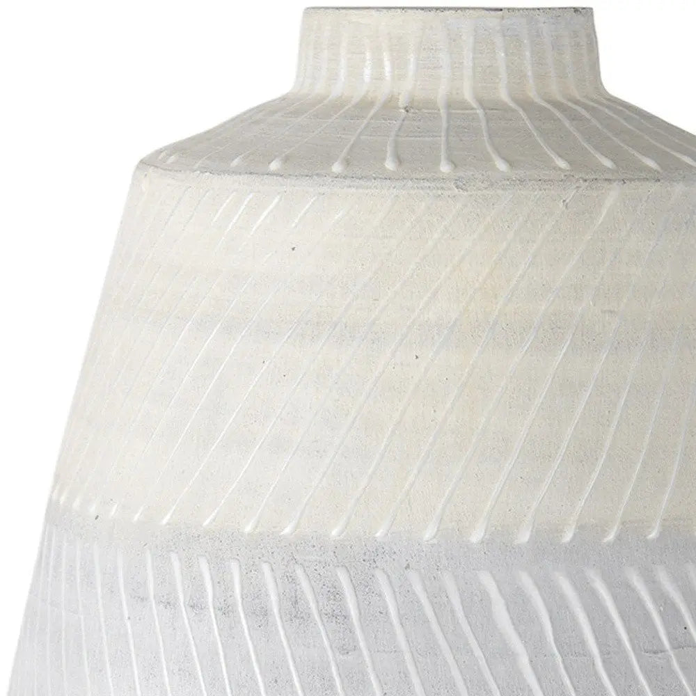 17" Cream And Gray Geometric Ceramic Table Vase HomeRoots