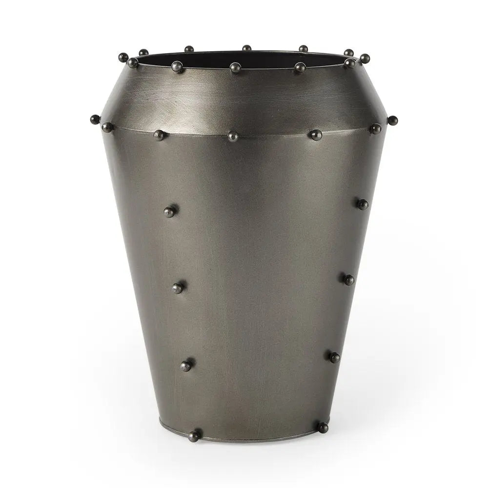 12" Gray Metal Table Vase HomeRoots