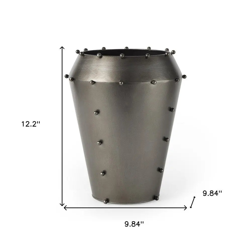 12" Gray Metal Table Vase HomeRoots