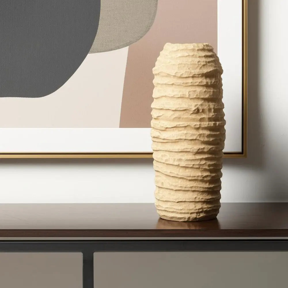 18" Beige Paper Mache Table Vase HomeRoots