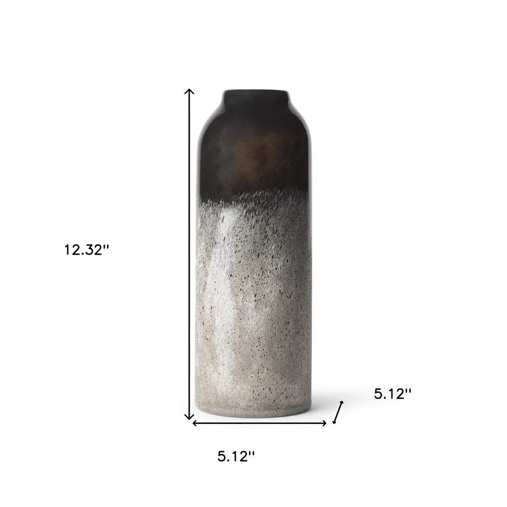 12" Black And Gray Glass Cylinder Table Vase HomeRoots