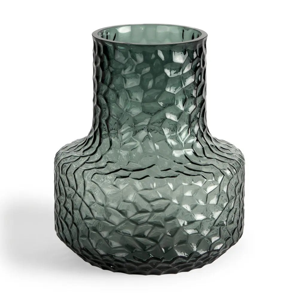 7" Green Faceted Glass Table Vase HomeRoots