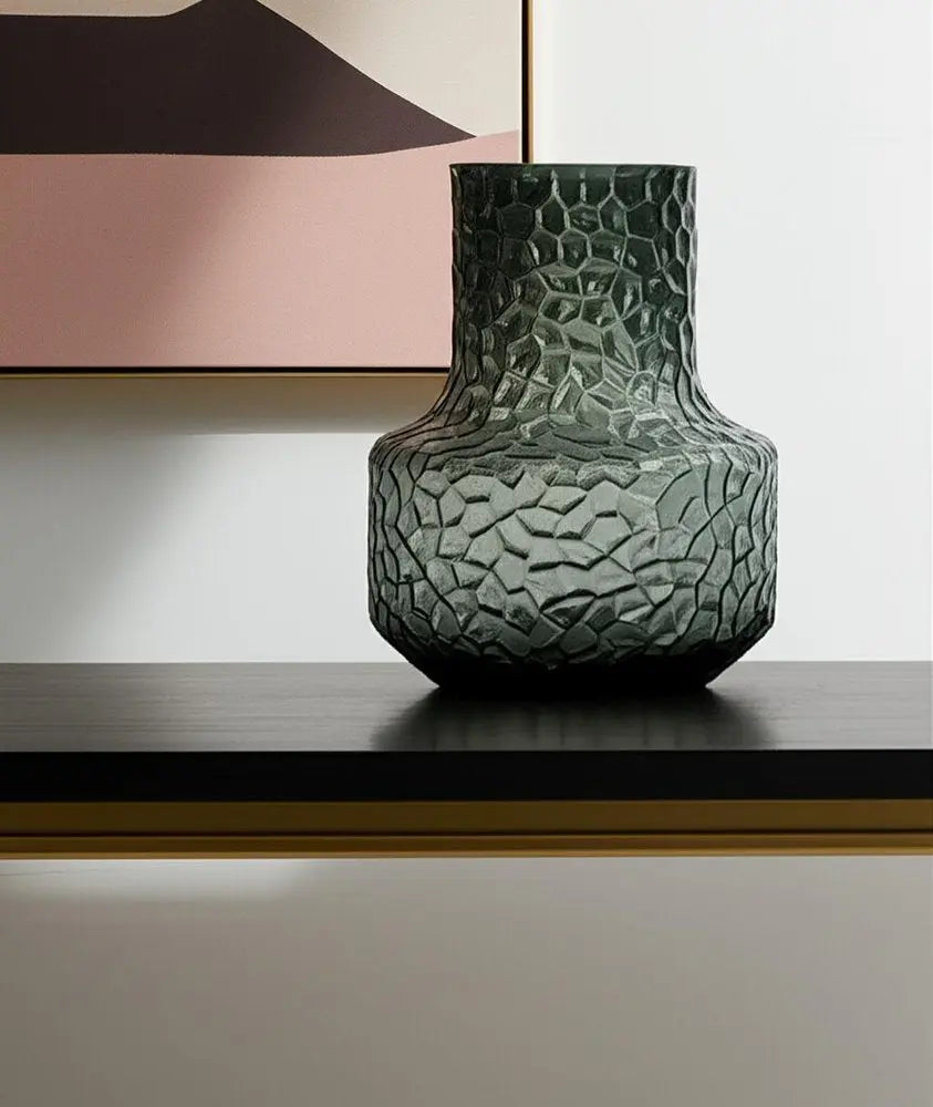 7" Green Faceted Glass Table Vase HomeRoots