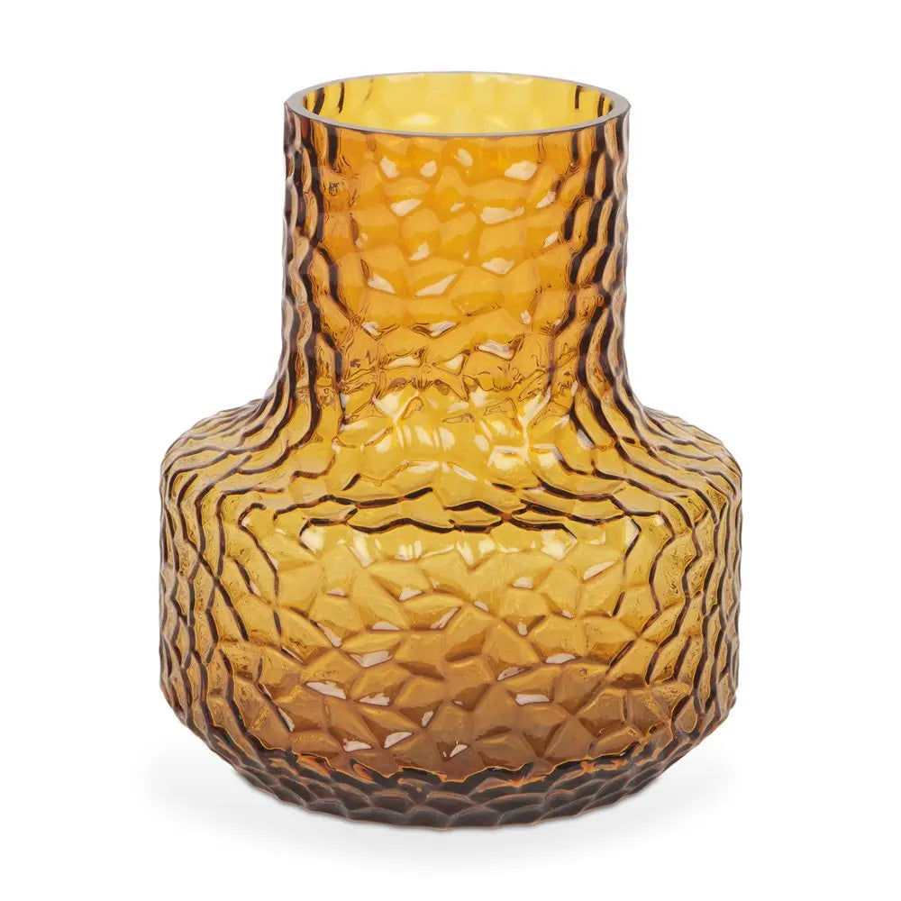 7" Amber Glass Faceted Table Vase HomeRoots