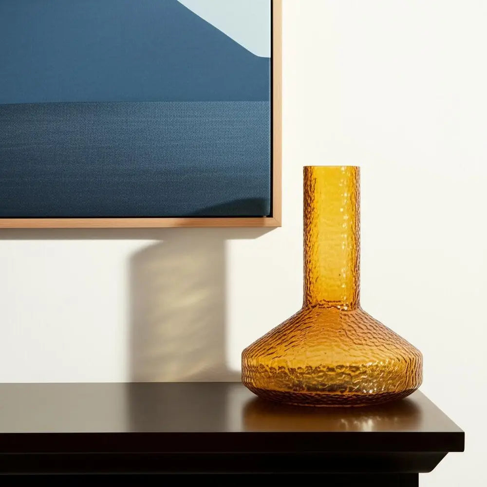 12" Amber Glass Faceted Table Vase HomeRoots