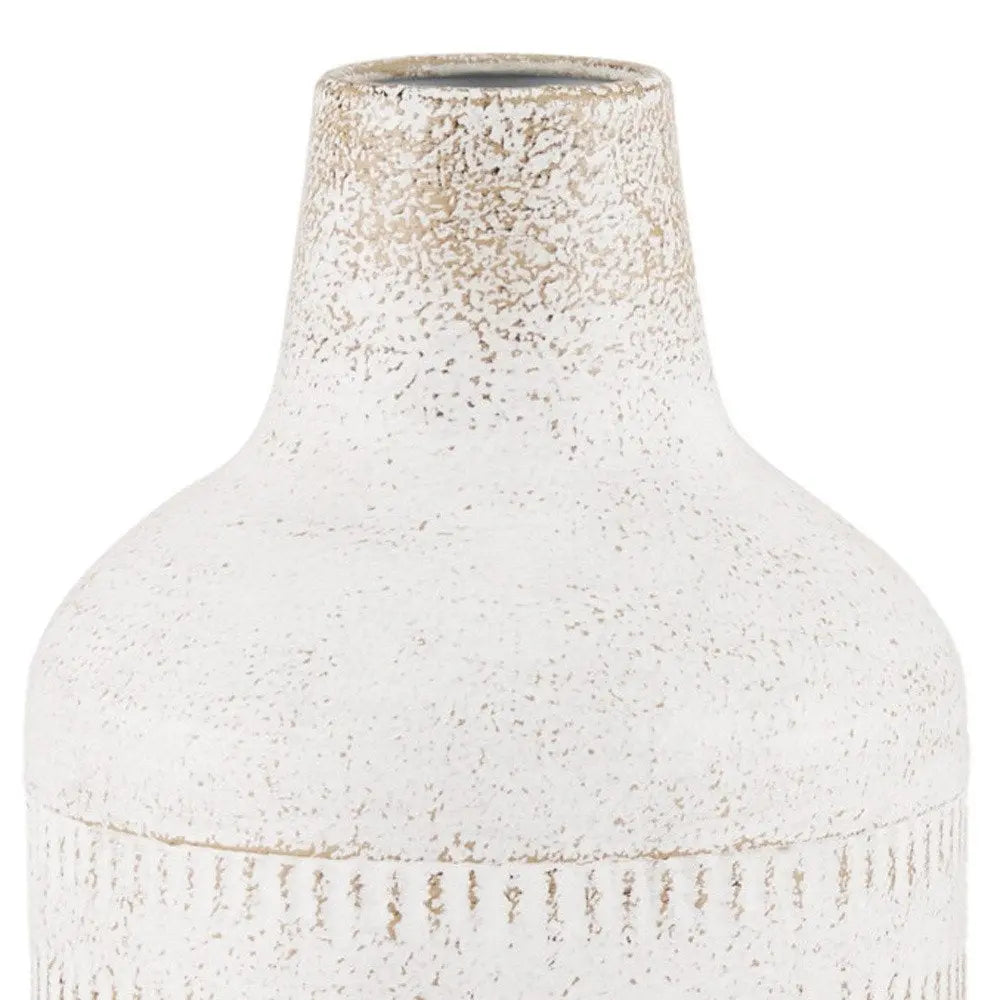 11" Off White And Natural Geometric Metal Cylinder Table Vase HomeRoots