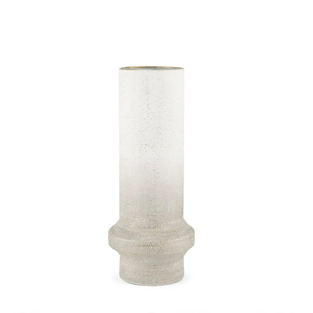 16" Off White And Gold Metal Cylinder Table Vase HomeRoots