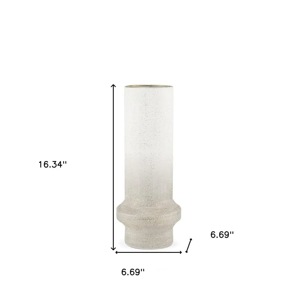 16" Off White And Gold Metal Cylinder Table Vase HomeRoots