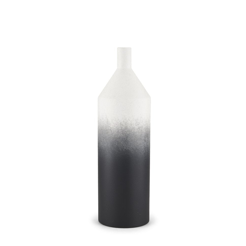20" Black And White Ombre Metal Table Vase