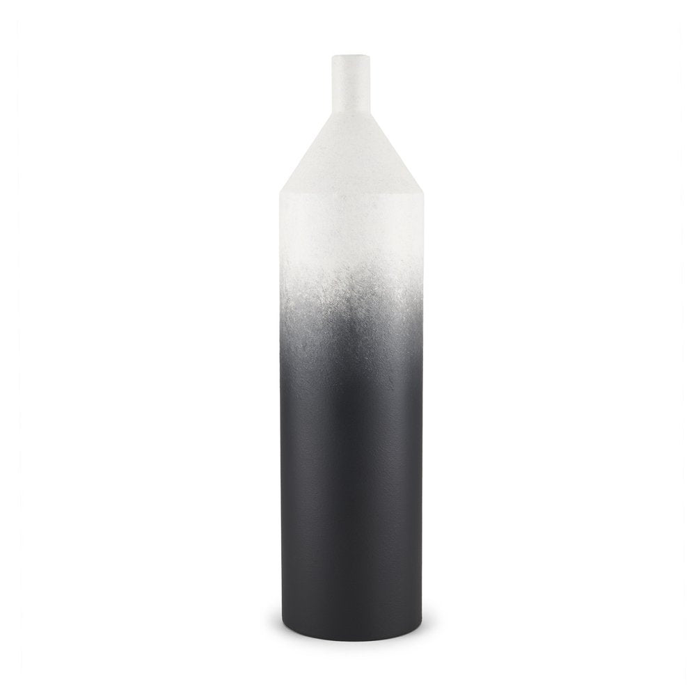 24" Black And White Ombre Metal Table Vase