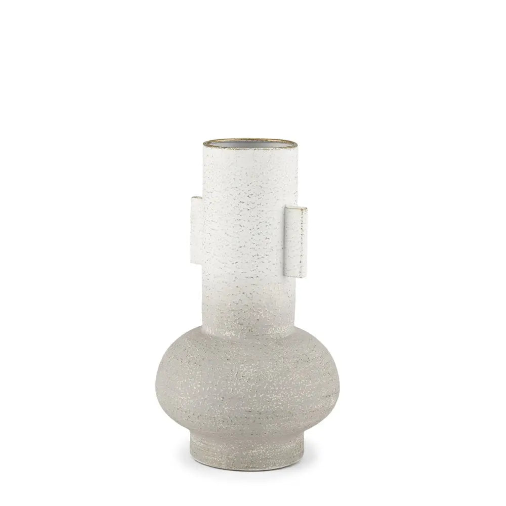 13" Off White And Gold Metal Table Vase HomeRoots