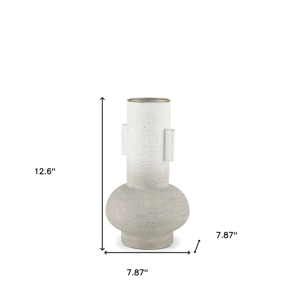 13" Off White And Gold Metal Table Vase HomeRoots