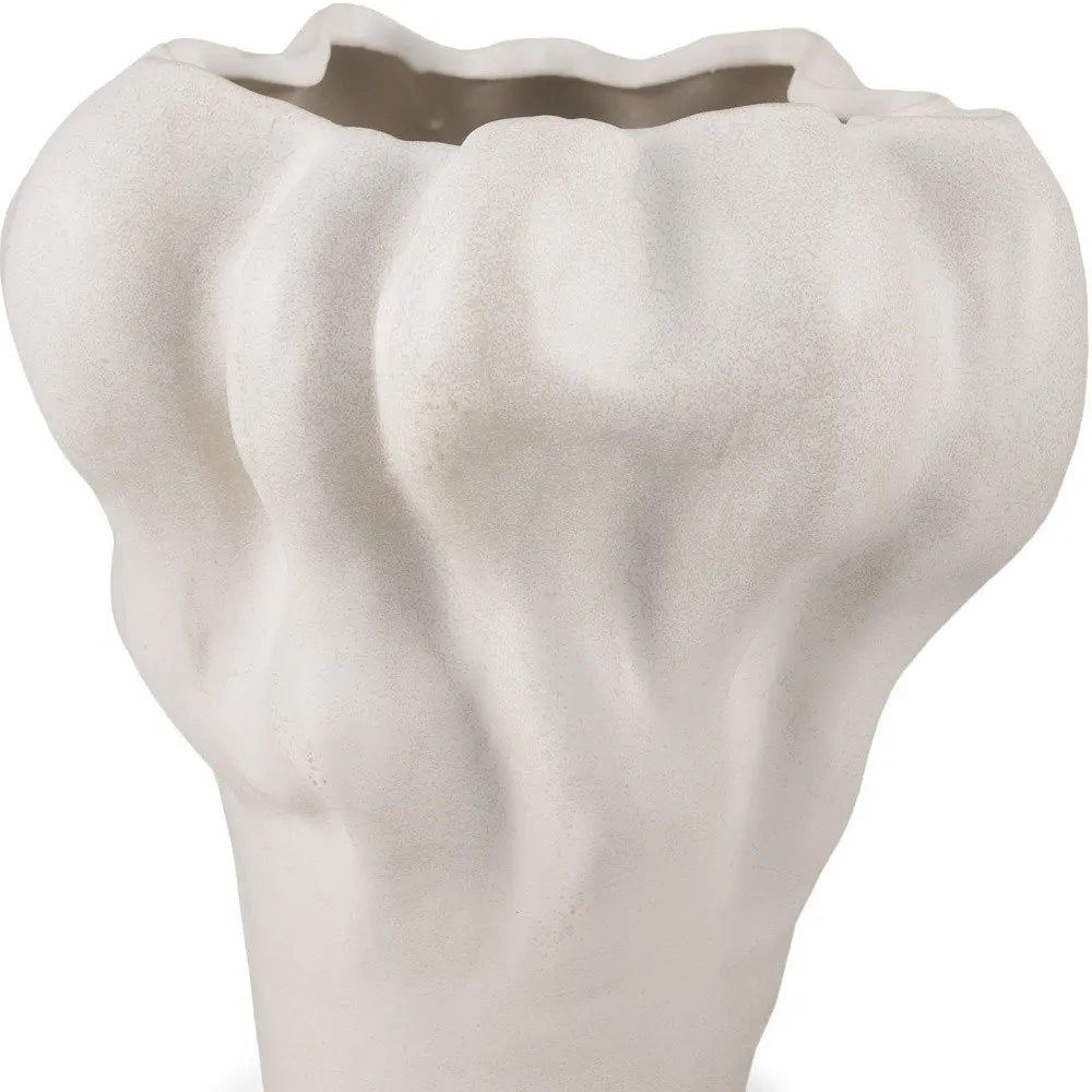 12" Cream Abstract Sculptural Ceramic Table Vase HomeRoots