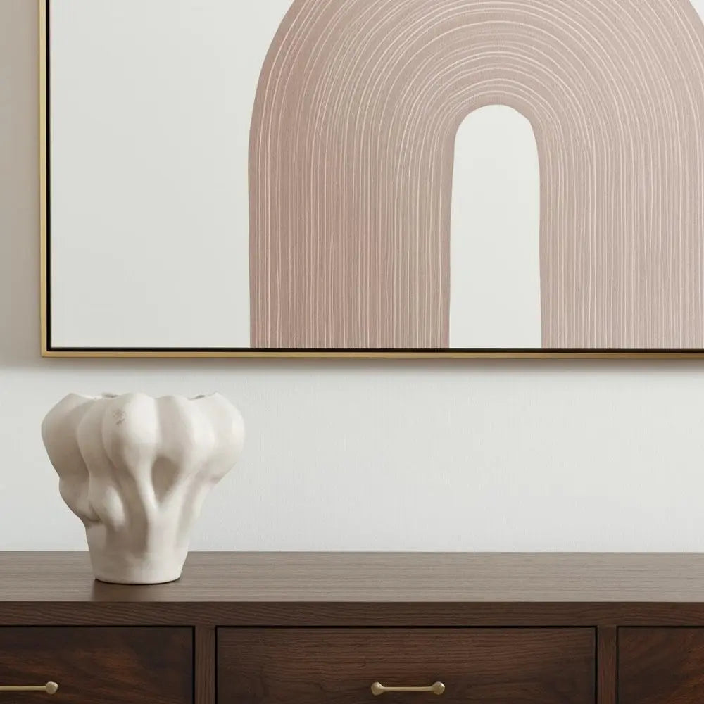 12" Cream Abstract Sculptural Ceramic Table Vase HomeRoots