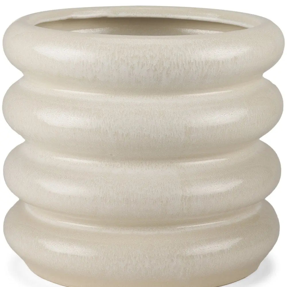 12" Cream Cylinder Ceramic Table Vase HomeRoots