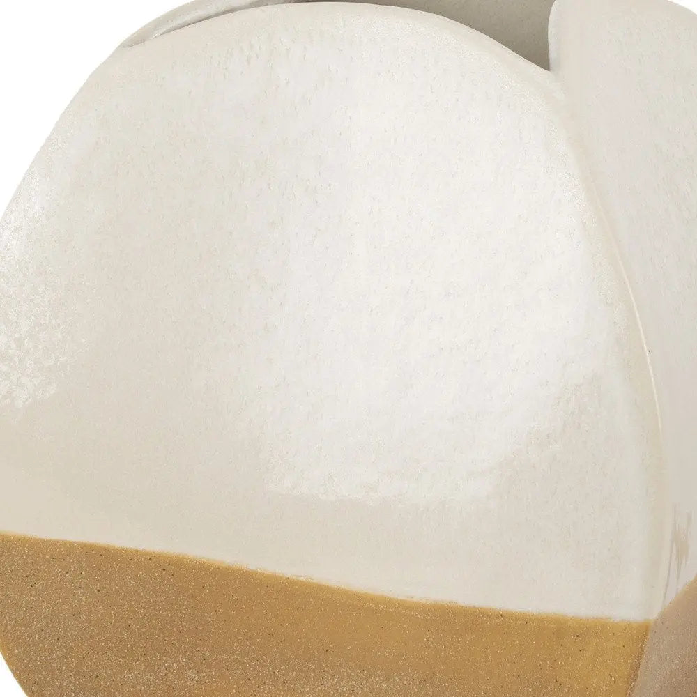 10" Beige And Cream Color Block Ceramic Table Vase HomeRoots